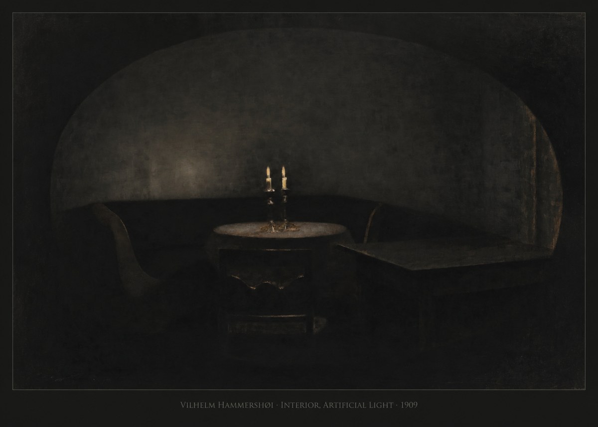 Vilhelm Hammershøi Interior, Artificial Light No5 - Plakát