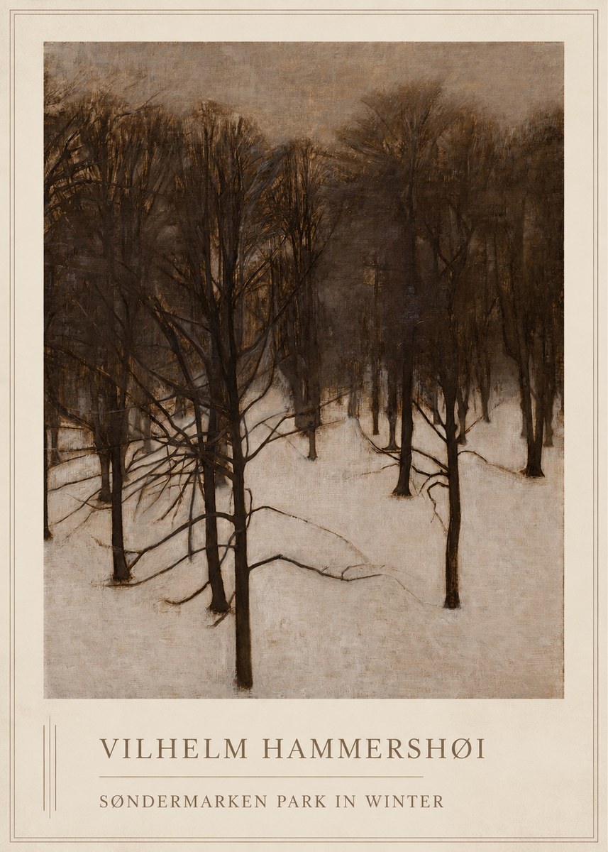 Vilhelm Hammershøi Søndermarken Park in Winter No1 - Plakát