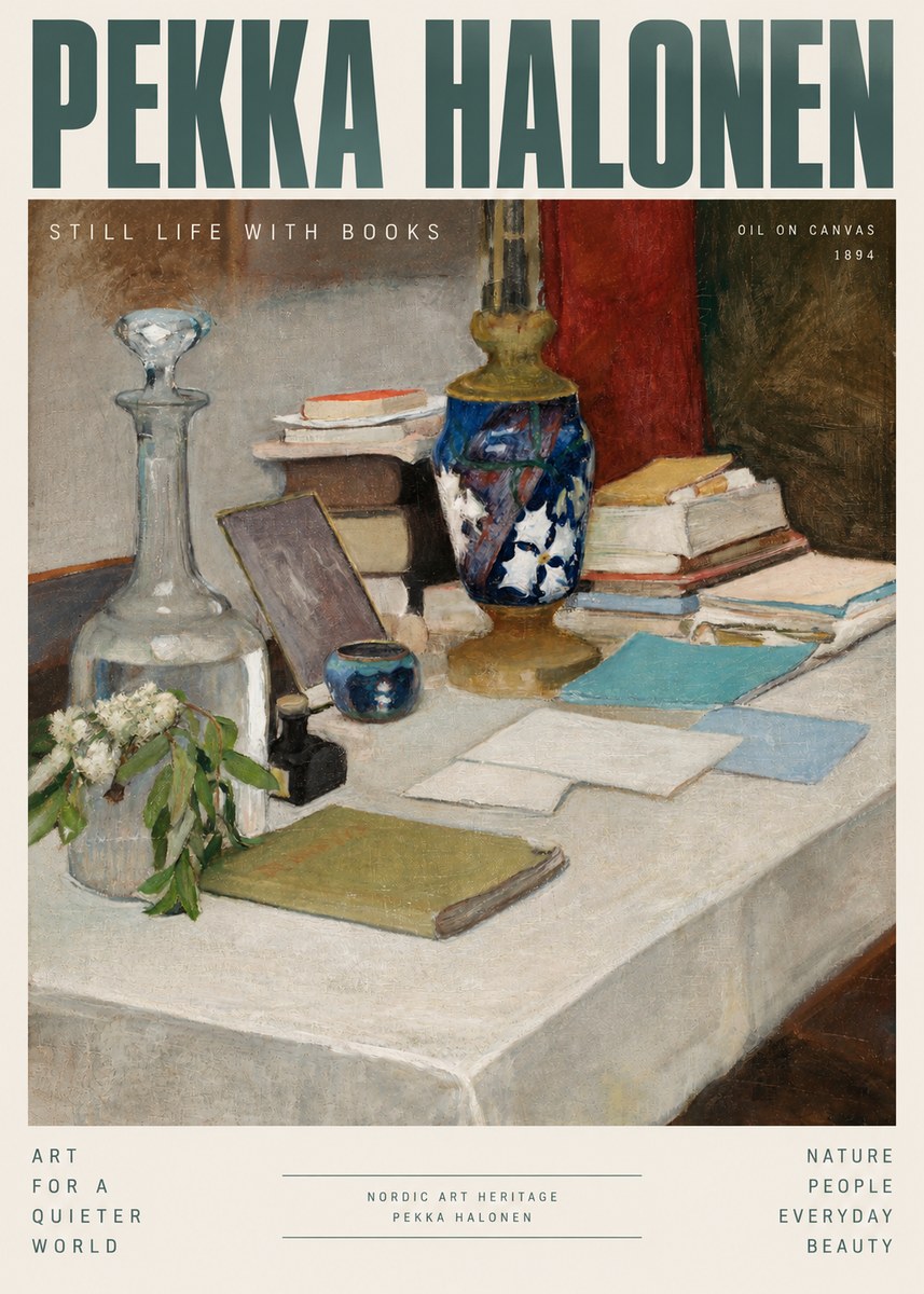 Pekka Halonen Still Life with Books No3 - Plakát