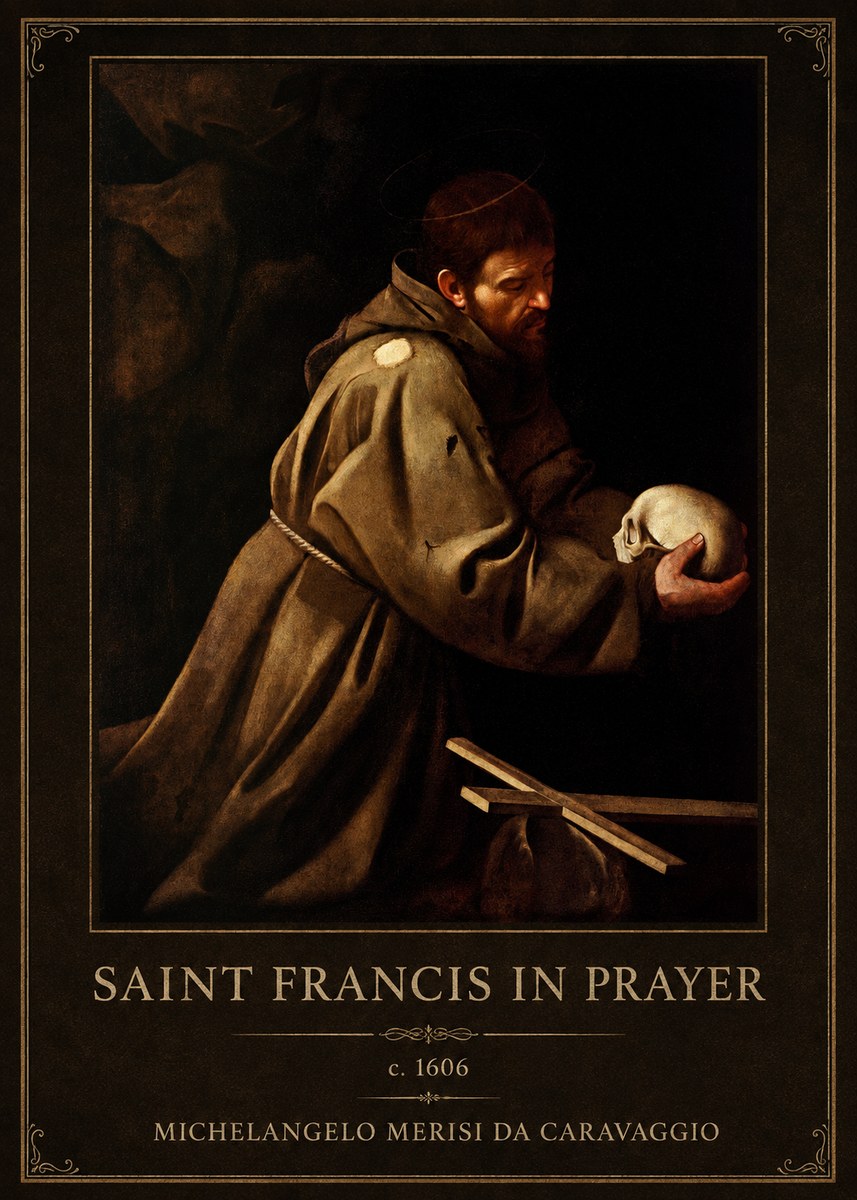 Michelangelo Merisi da Caravaggio Saint Francis in Prayer II No1 - Plakát