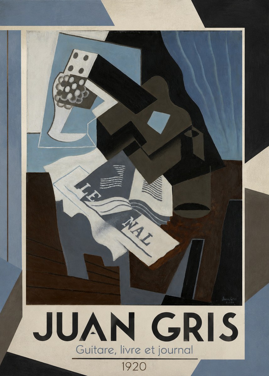 Juan Gris Guitare, Livre Et Journal No1 - Plakát