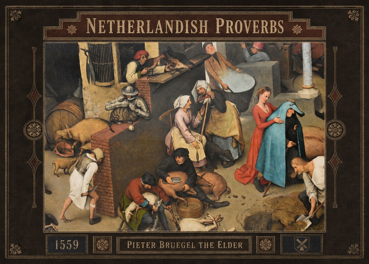 Pieter Bruegel Netherlandish Proverbs VIII No3 - Plakát