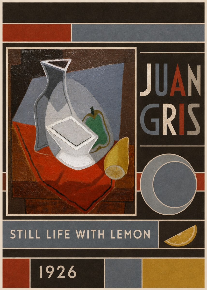 Juan Gris Still Life with Lemon No6 - Plakát