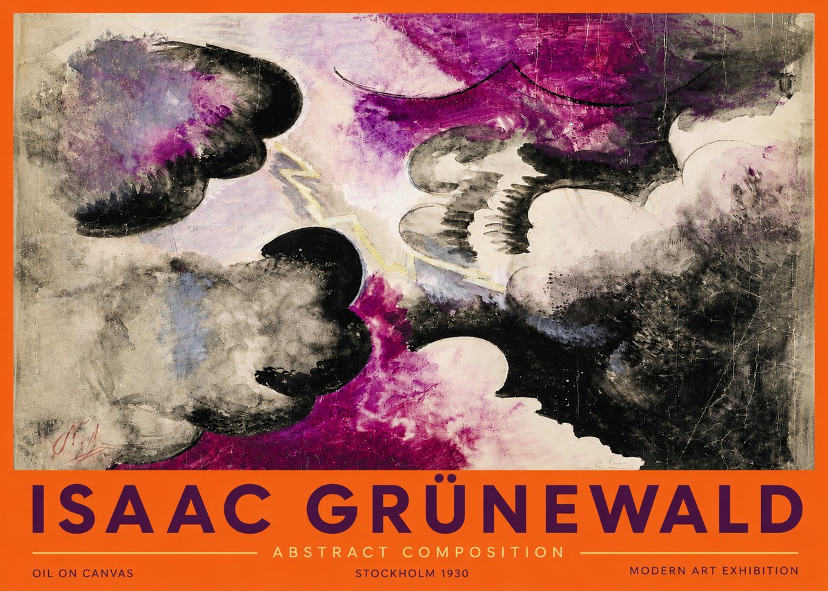 Isaac Grünewald Abstract Composition No4 - Plakát