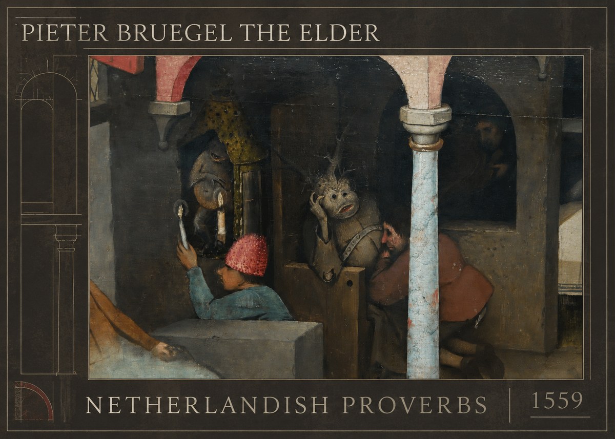 Pieter Bruegel Netherlandish Proverbs IX No1 - Plakát