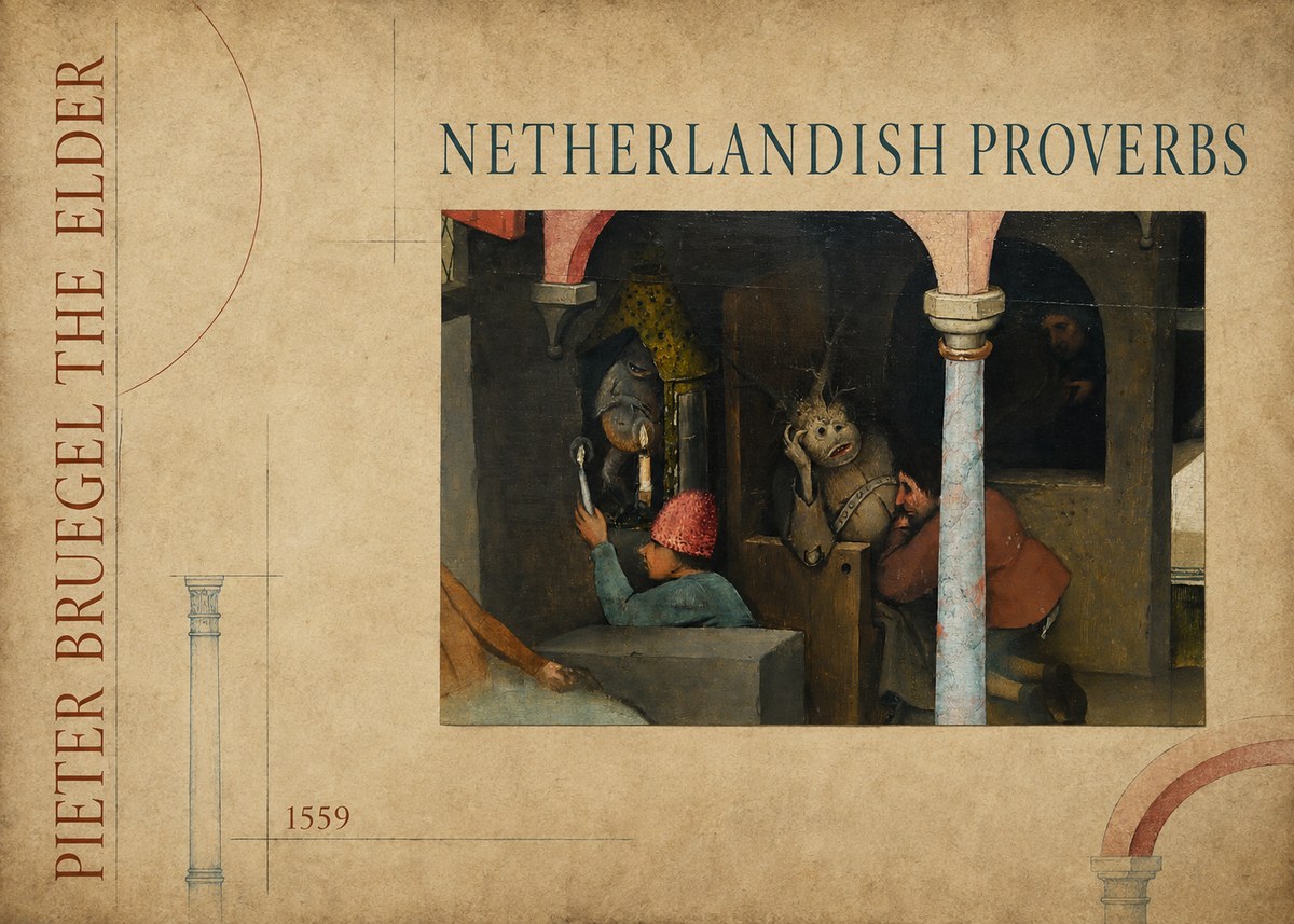 Pieter Bruegel Netherlandish Proverbs IX No3 - Plakát