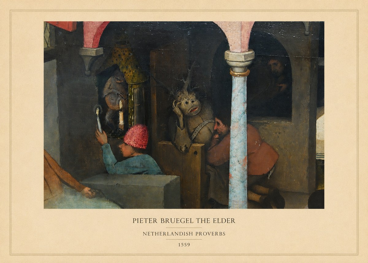 Pieter Bruegel Netherlandish Proverbs IX No5 - Plakát