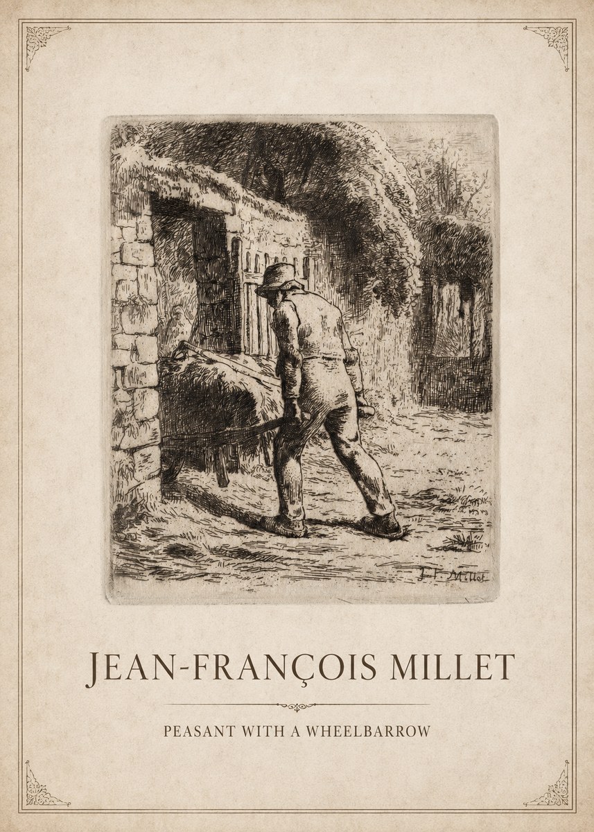Jean-François Millet Peasant with a Wheelbarrow No1 - Plakát