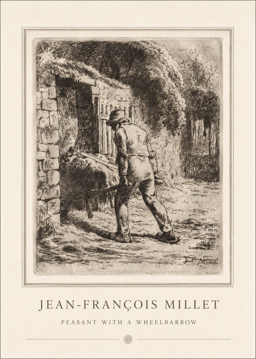 Jean-François Millet Peasant with a Wheelbarrow No4 - Plakát