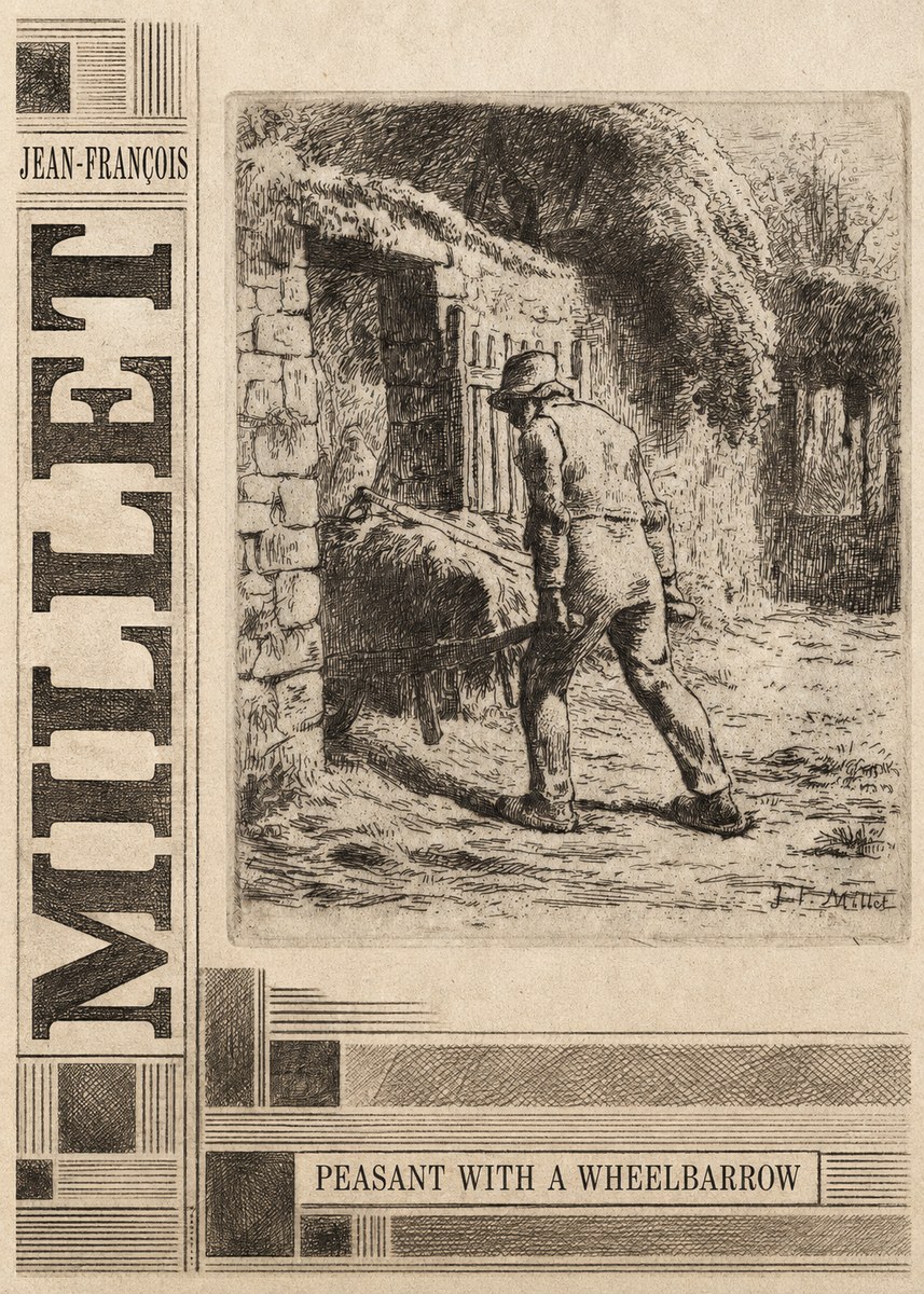 Jean-François Millet Peasant with a Wheelbarrow No5 - Plakát