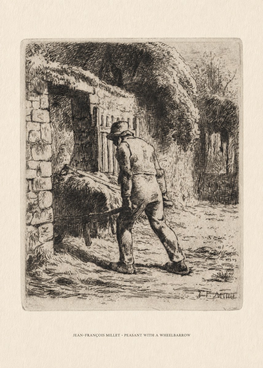Jean-François Millet Peasant with a Wheelbarrow No6 - Plakát