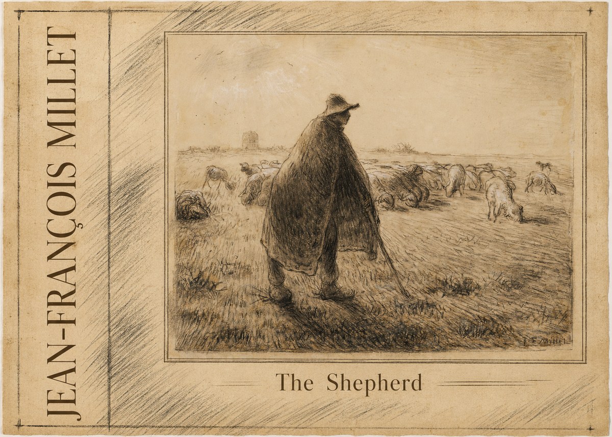 Jean-François Millet The Shepherd No2 - Plakát