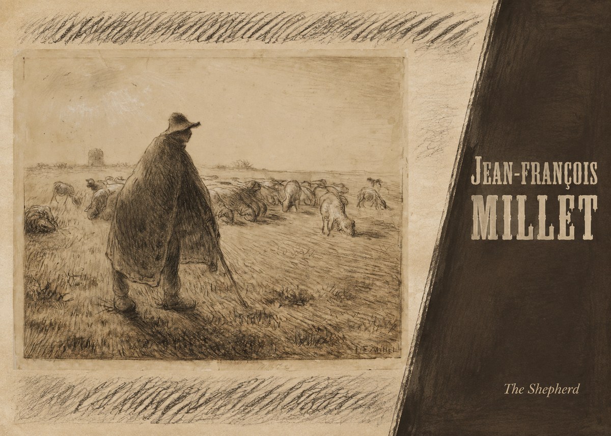 Jean-François Millet The Shepherd No5 - Plakát