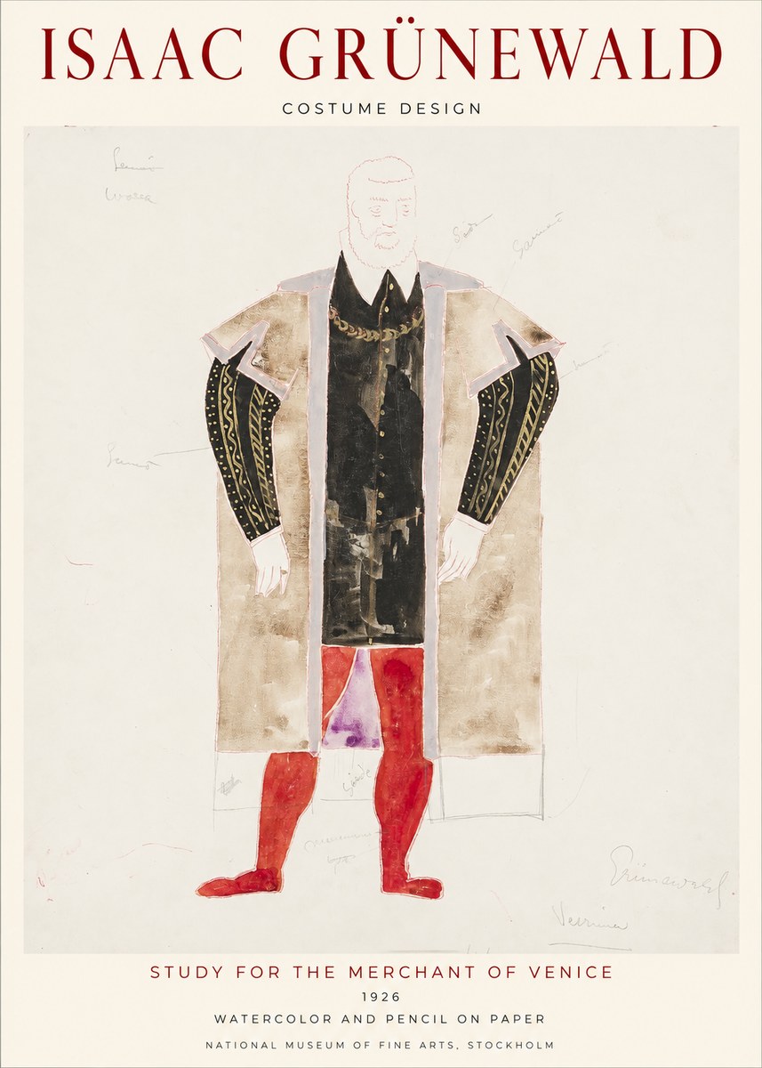 Isaac Grünewald Study for the Merchant of Venice No1 - Plakát
