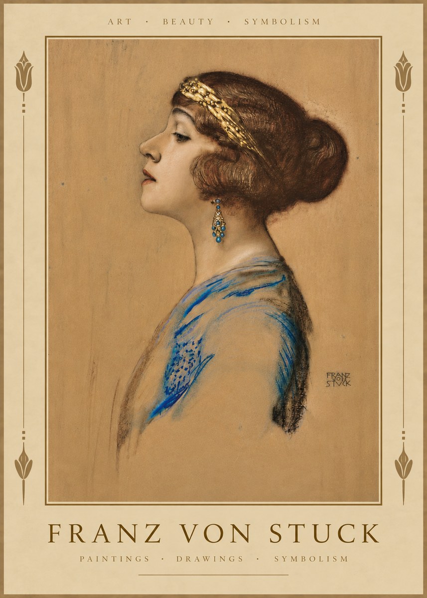 Franz von Stuck Head of a Girl No4 - Plakát