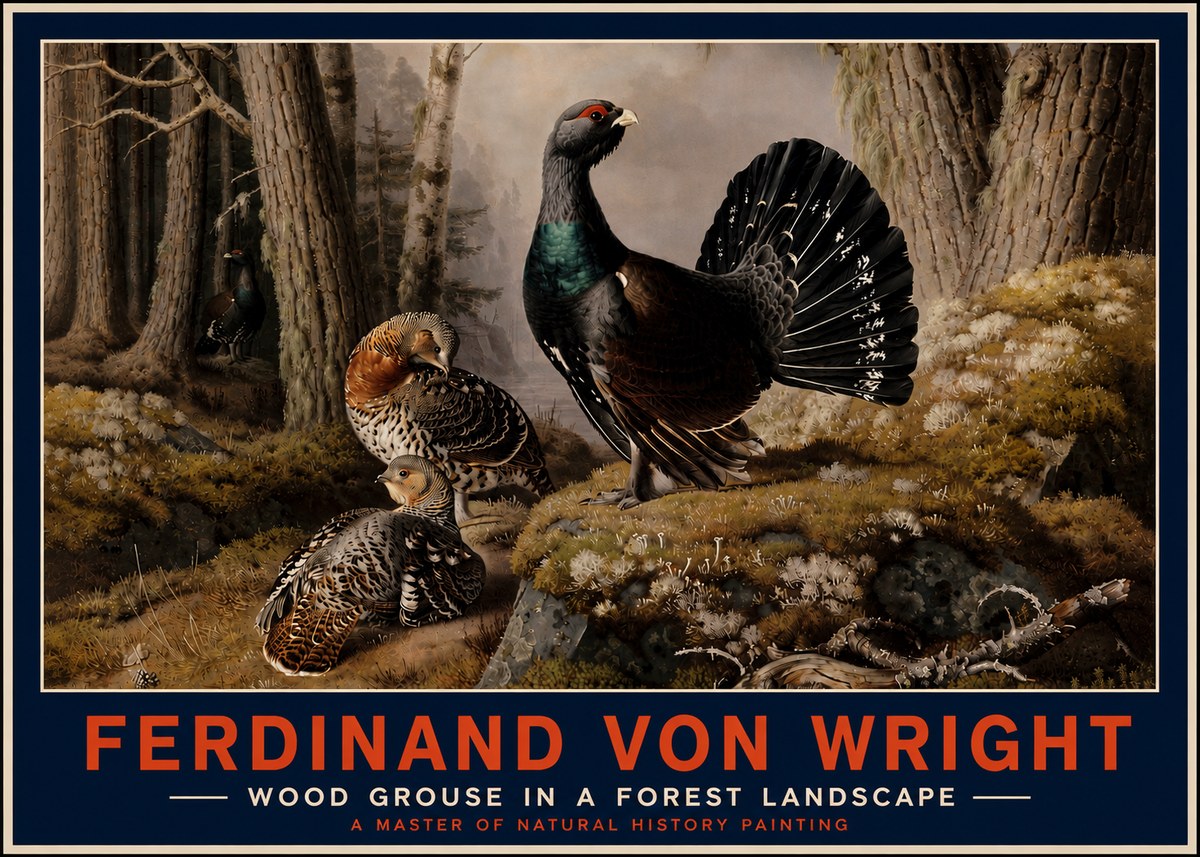 Ferdinand von Wright Wood Grouse in a Forest Landscape No4 - Plakát