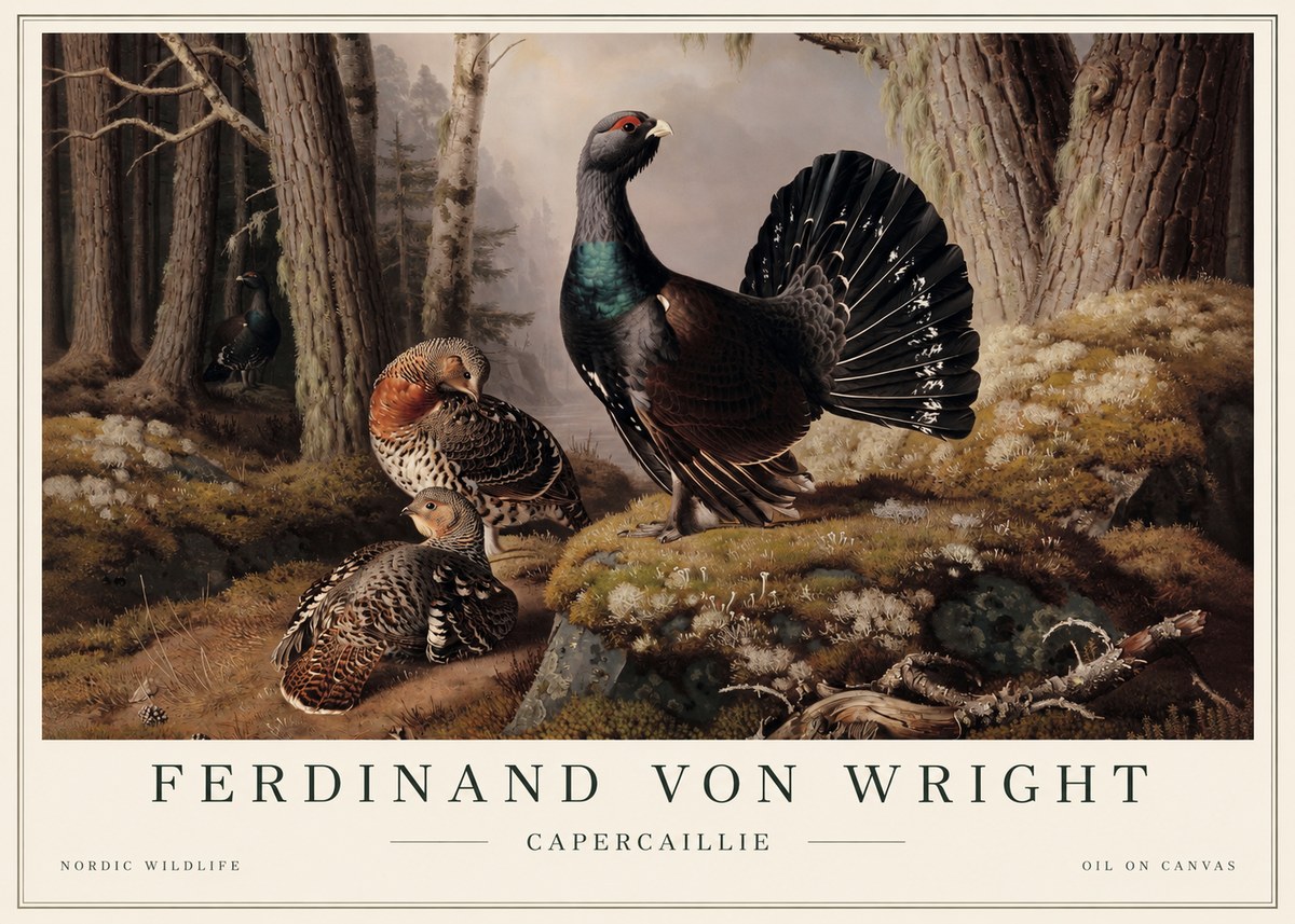 Ferdinand von Wright Wood Grouse in a Forest Landscape No5 - Plakát