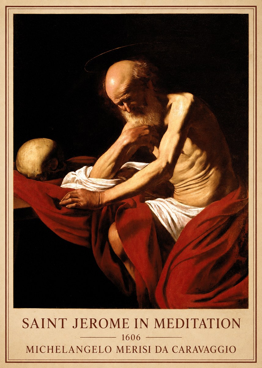 Michelangelo Merisi da Caravaggio Saint Jerome in Meditation I No6 - Plakát