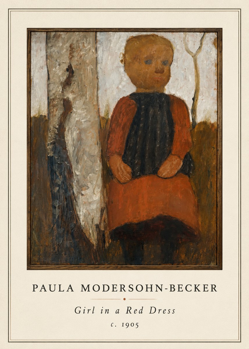 Paula Modersohn-Becker Girl in a Red Dress No4 - Plakát