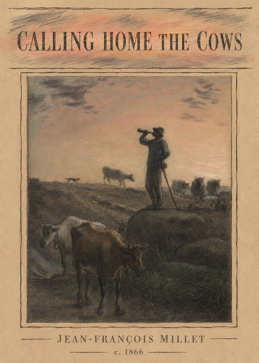 Jean-François Millet Calling Home the Cows No4 - Plakát