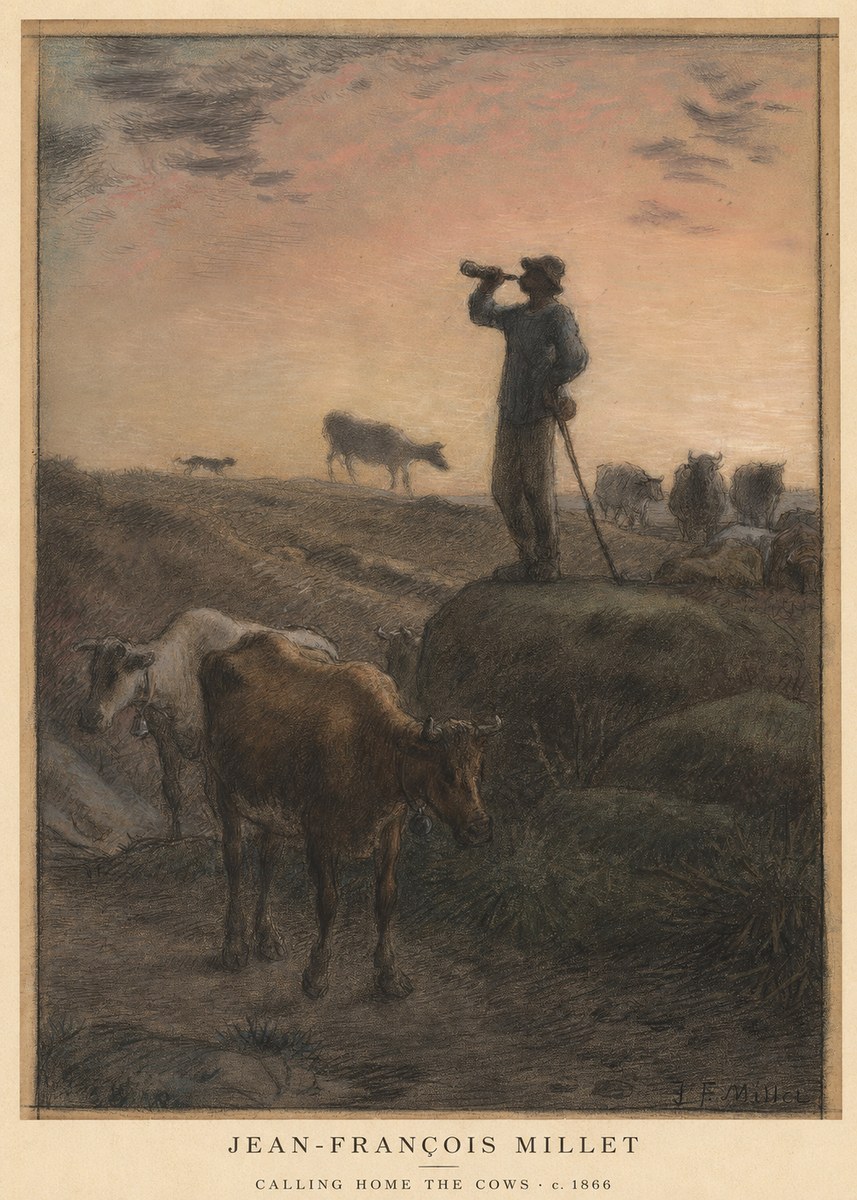 Jean-François Millet Calling Home the Cows No5 - Plakát