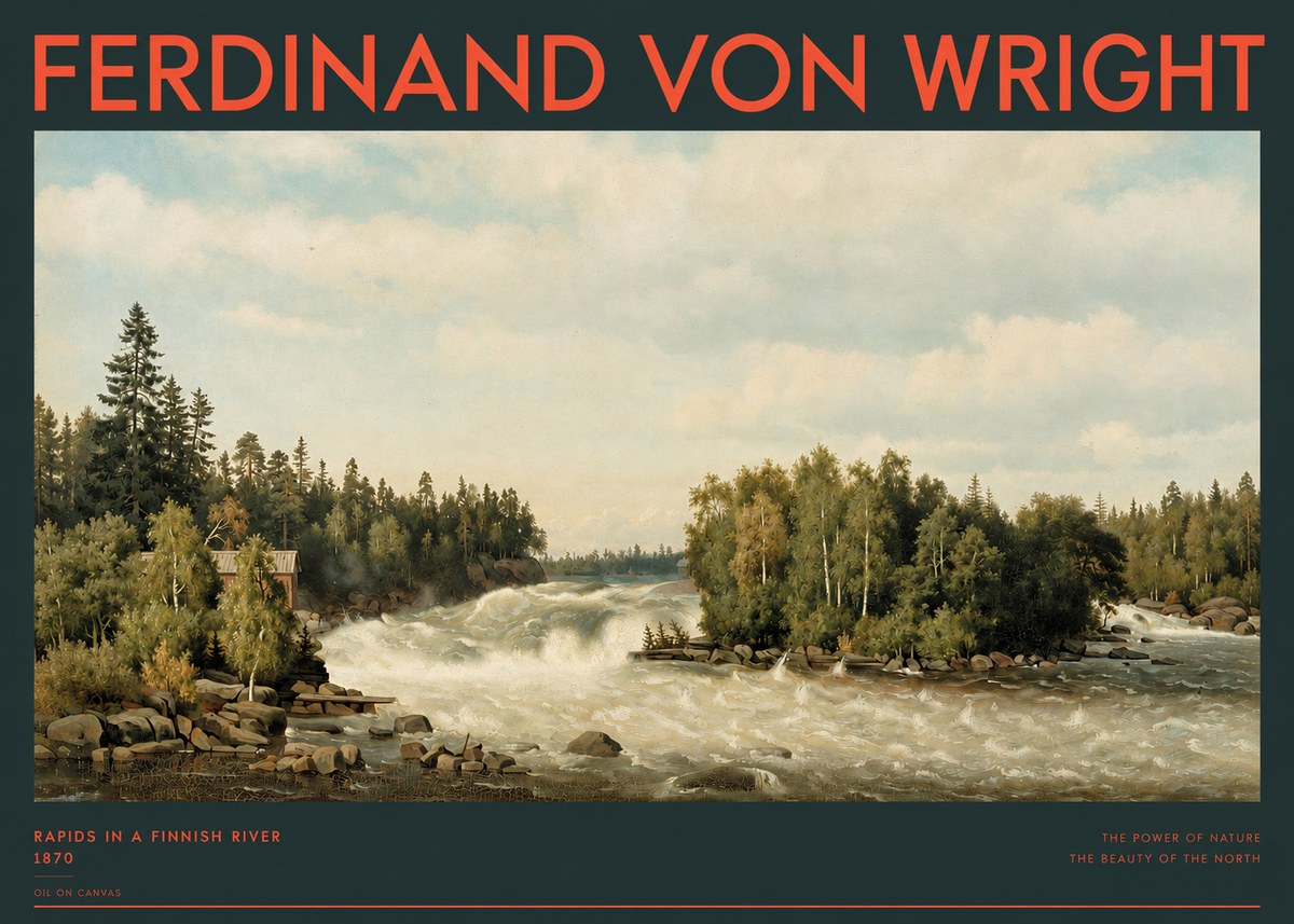 Ferdinand von Wright Rapids in a Finnish River No2 - Plakát
