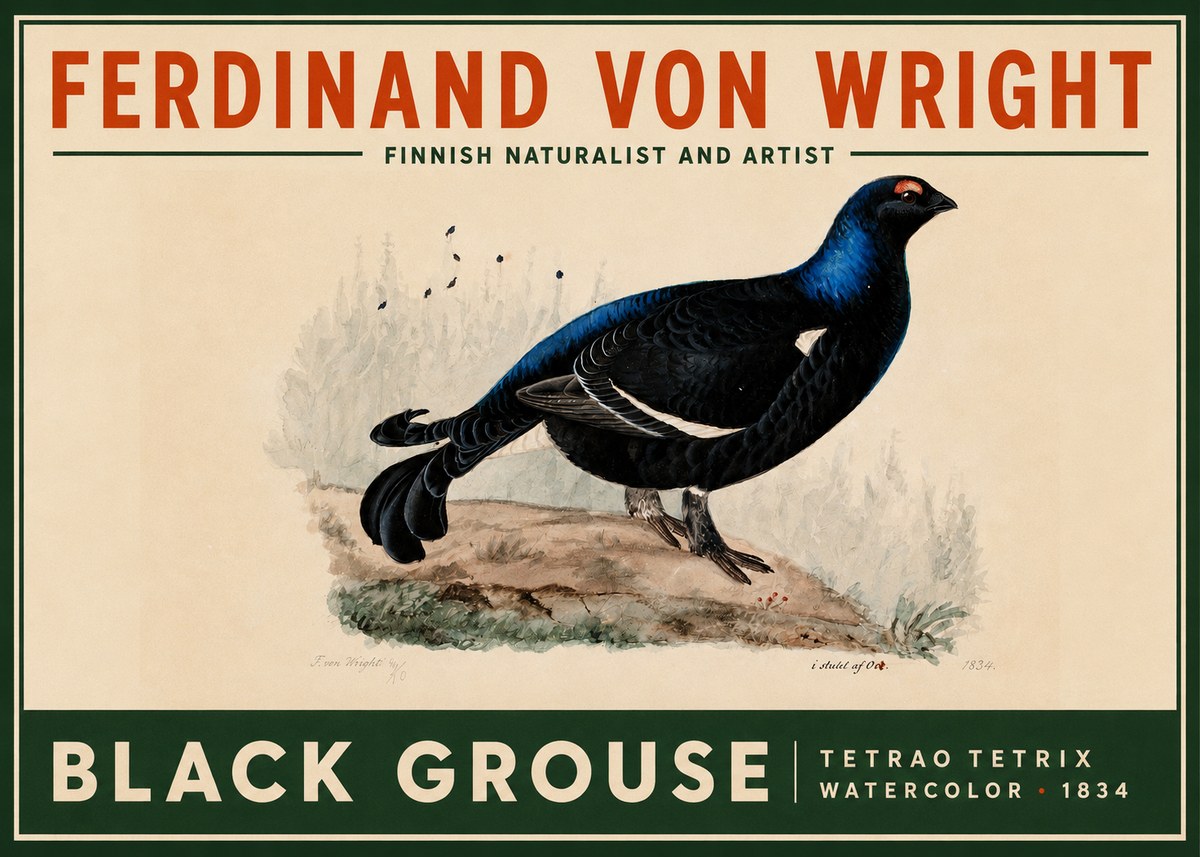 Ferdinand von Wright Black Grouse No2 - Plakát