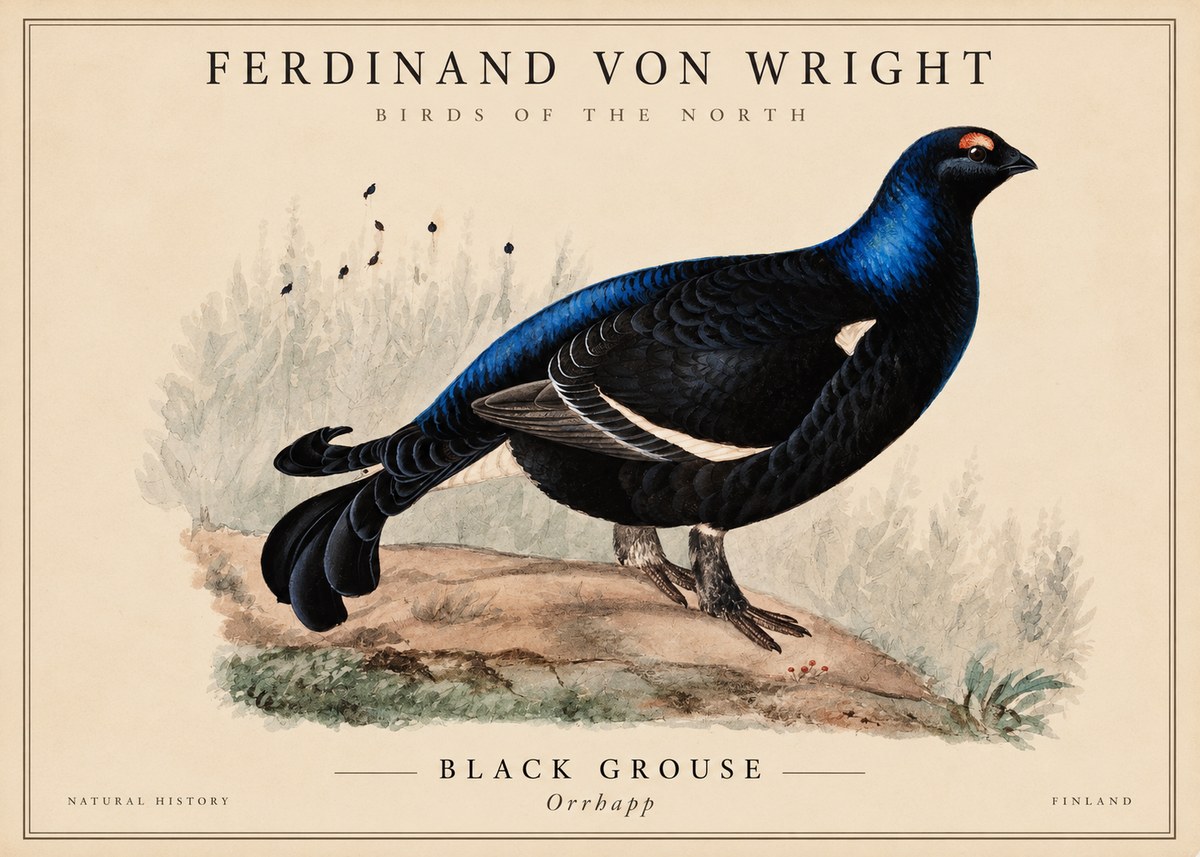 Ferdinand von Wright Black Grouse No4 - Plakát