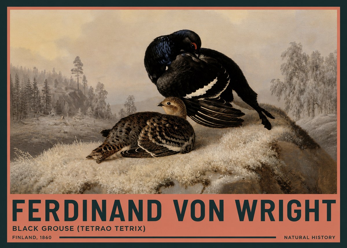 Ferdinand von Wright Black Grouse (Tetrao Tetrix) No3 - Plakát