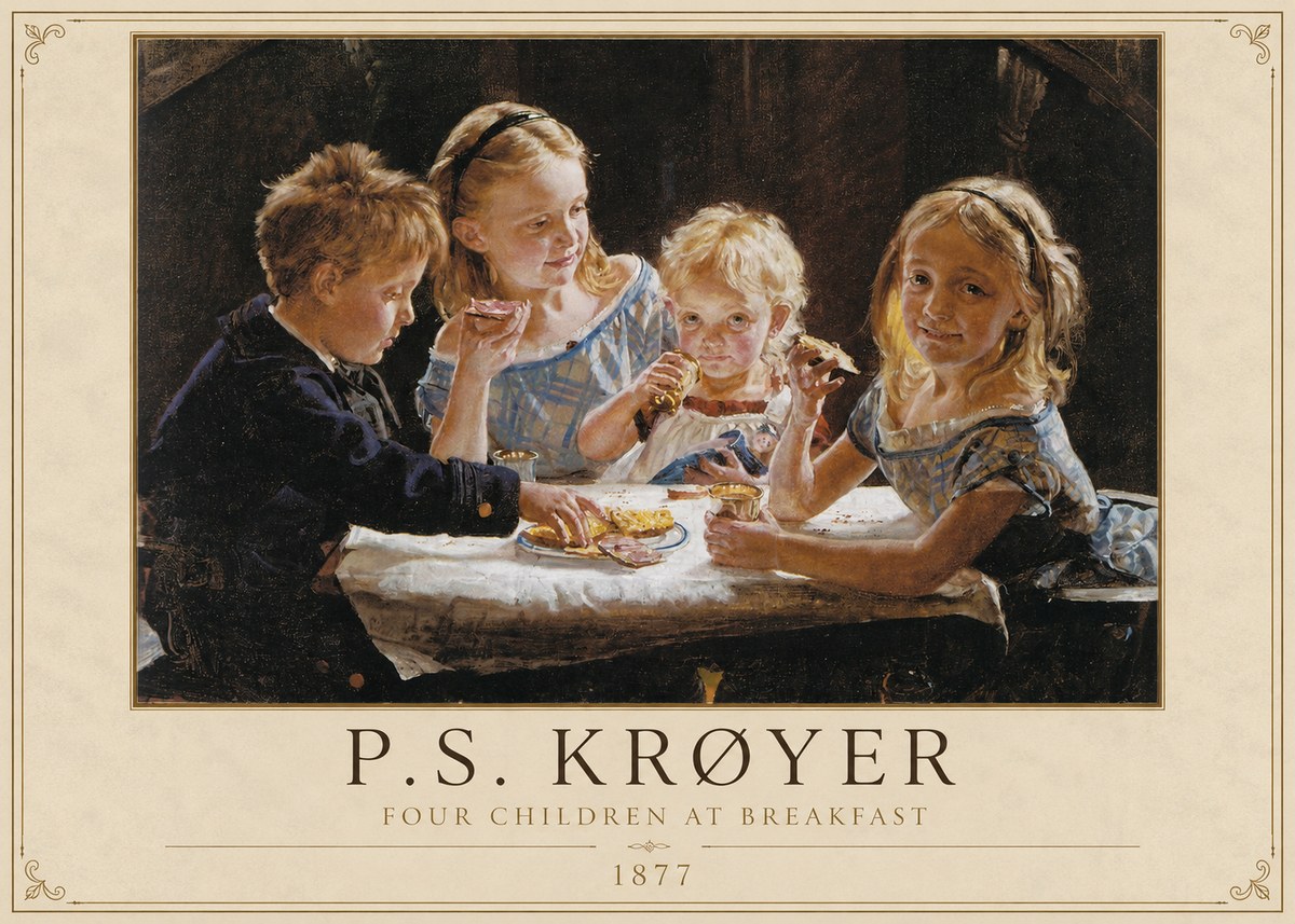 P.S. Krøyer Four Children at Breakfast No2 - Plakát