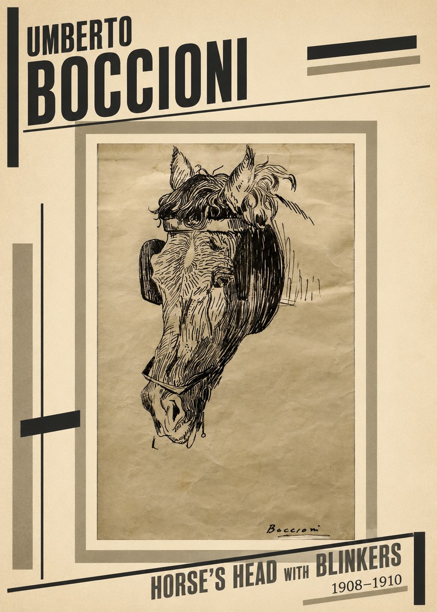Umberto Boccioni Horse's Head with Blinkers No2 - Plakát