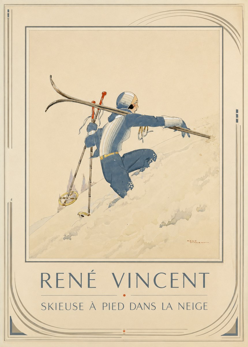 René Vincent Skieuse À Pied Dans La Neige No1 - Plakát