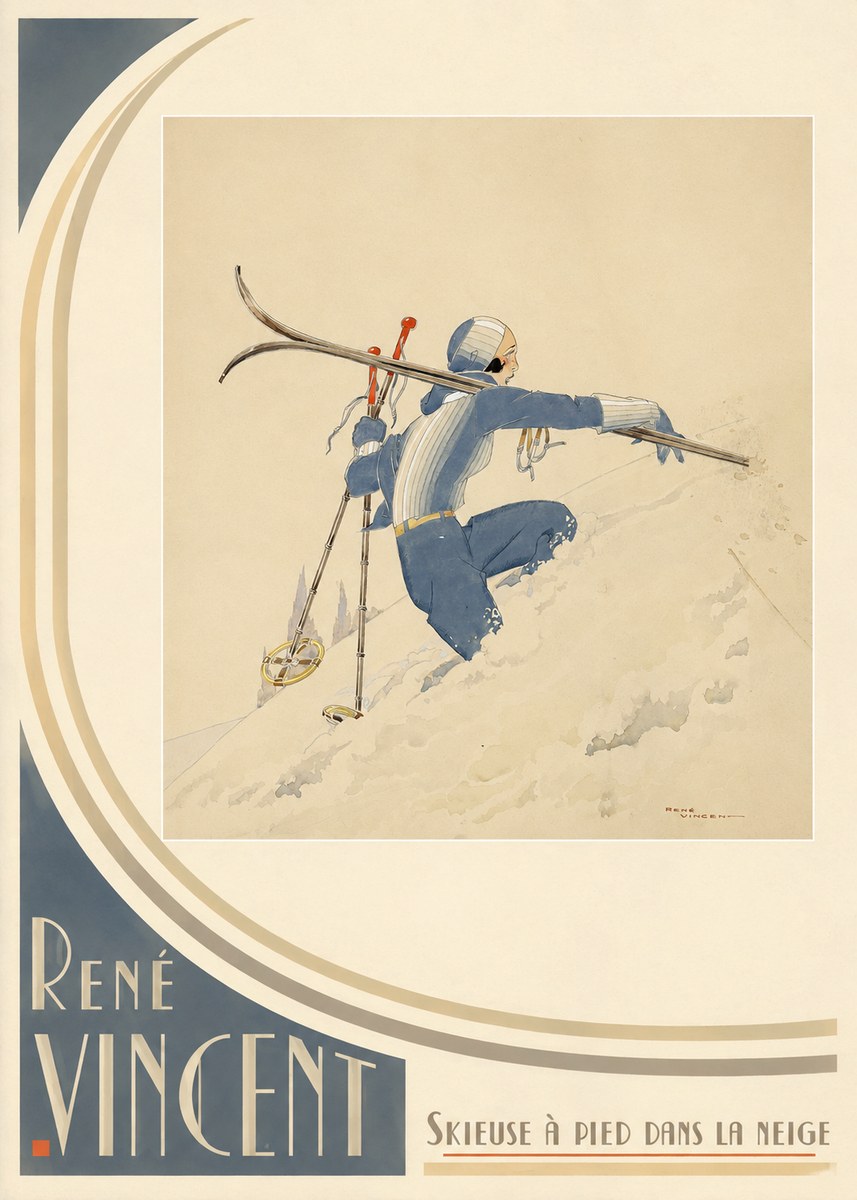 René Vincent Skieuse À Pied Dans La Neige No3 - Plakát
