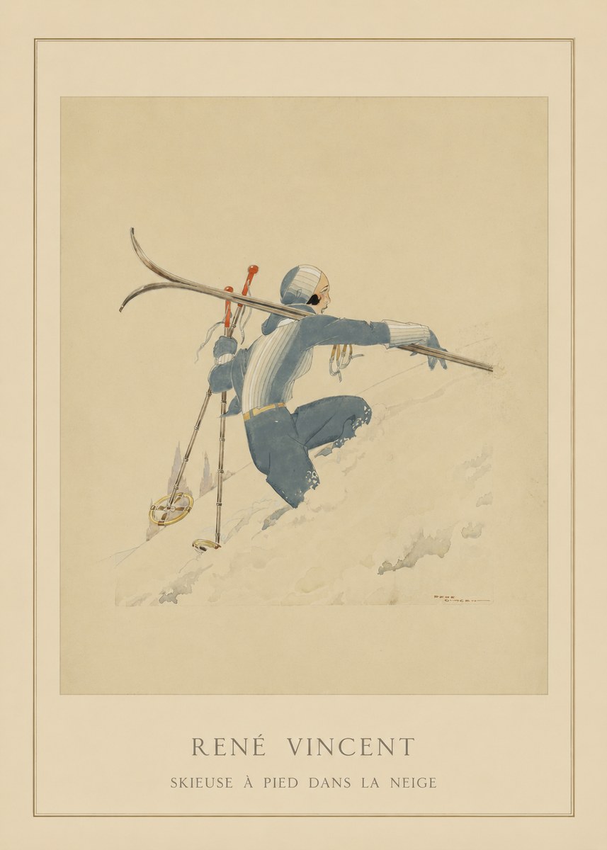 René Vincent Skieuse À Pied Dans La Neige No4 - Plakát