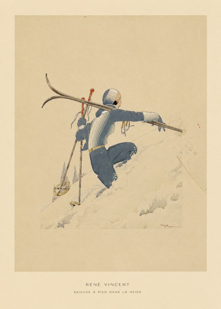 René Vincent Skieuse À Pied Dans La Neige No5 - Plakát