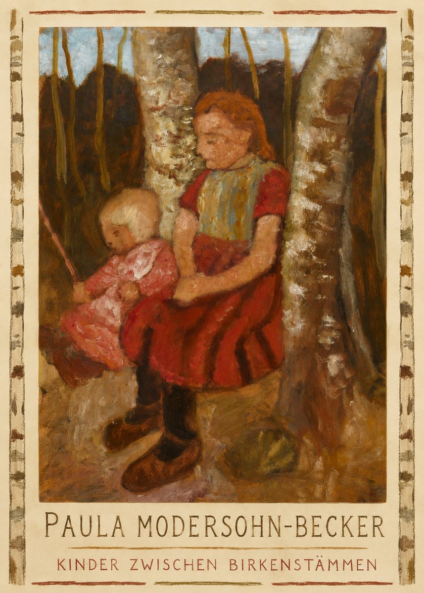 Paula Modersohn-Becker Kinder Zwischen Birkenstämmen No1 - Plakát