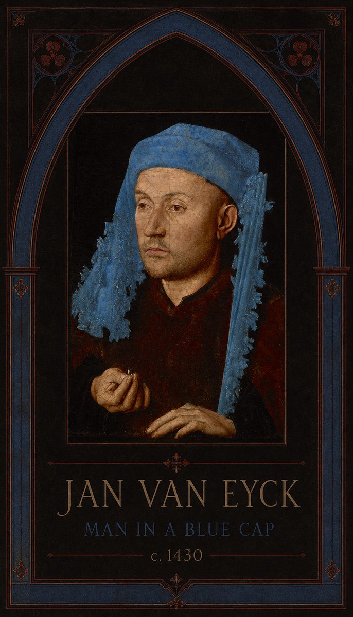 Jan van Eyck Man in a Blue Cap II No3 - Plakát