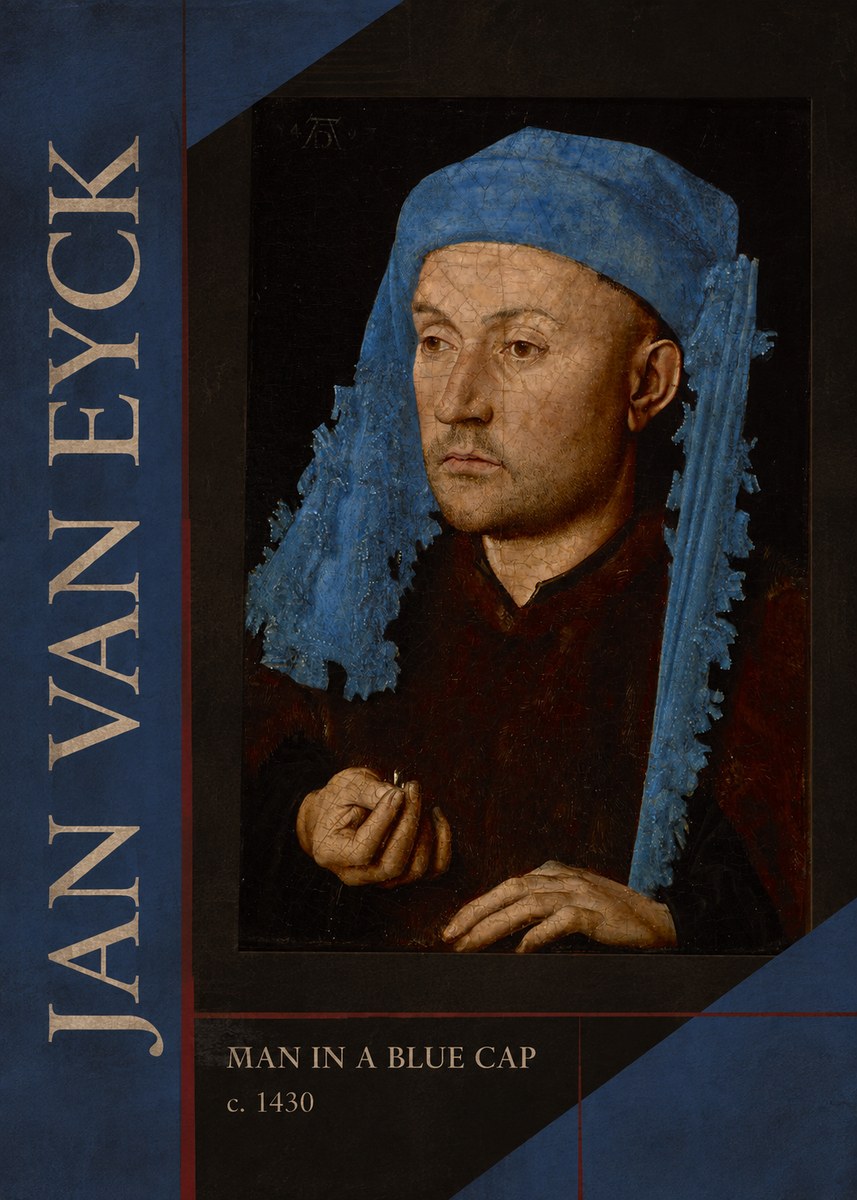 Jan van Eyck Man in a Blue Cap II No5 - Plakát