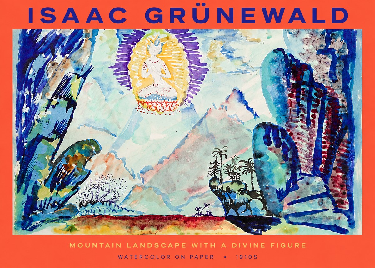 Isaac Grünewald Mountain Landscape with a Divine Figure No2 - Plakát