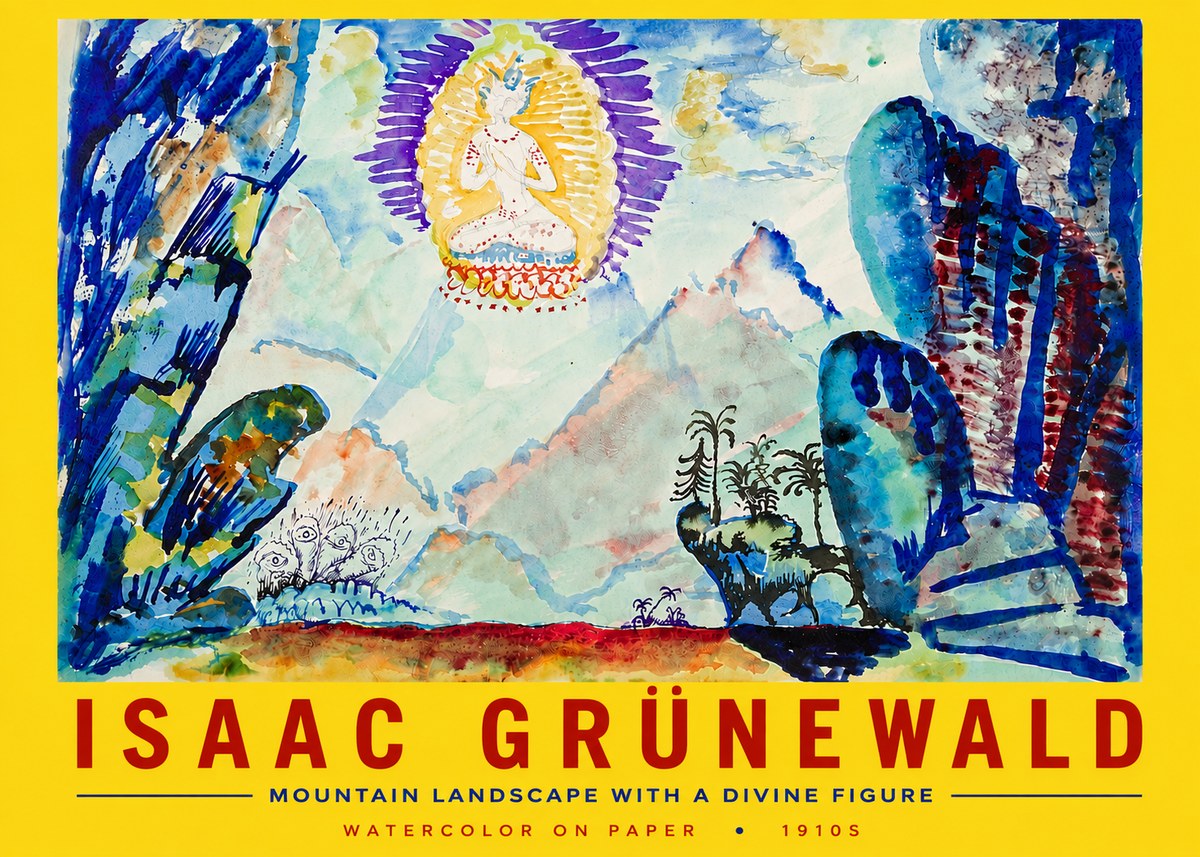 Isaac Grünewald Mountain Landscape with a Divine Figure No5 - Plakát