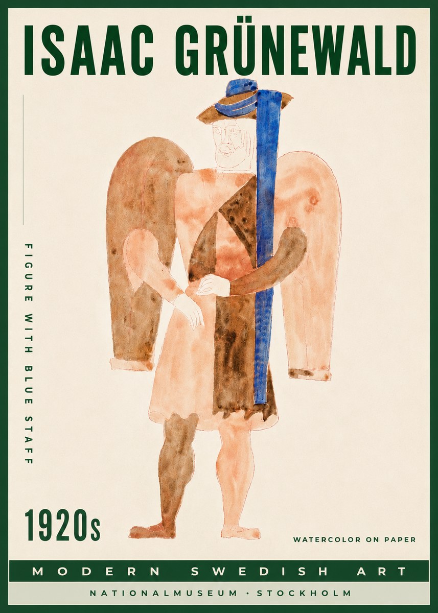 Isaac Grünewald Figure with Blue Staff No3 - Plakát