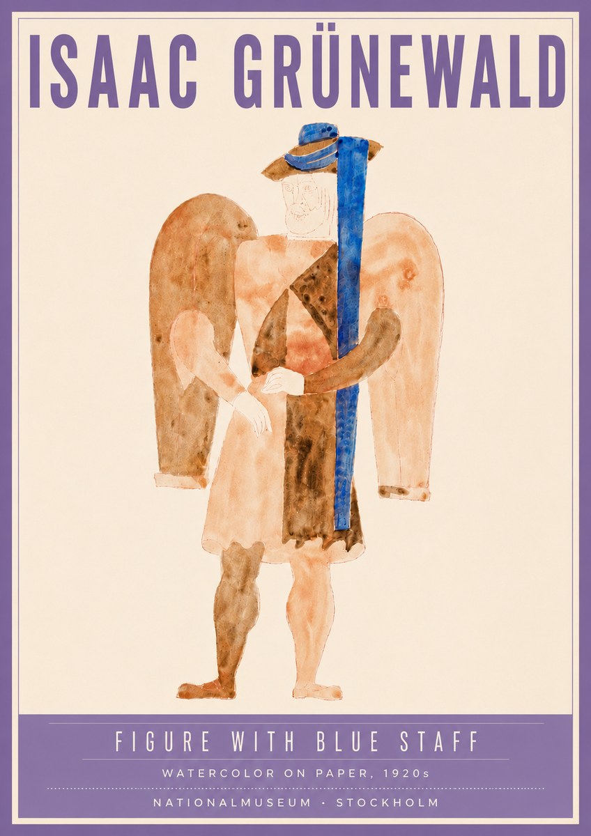 Isaac Grünewald Figure with Blue Staff No4 - Plakát