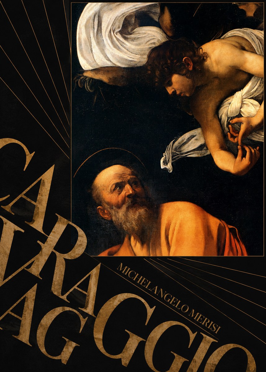 Michelangelo Merisi da Caravaggio The Inspiration of Saint Matthew I No5 - Plakát
