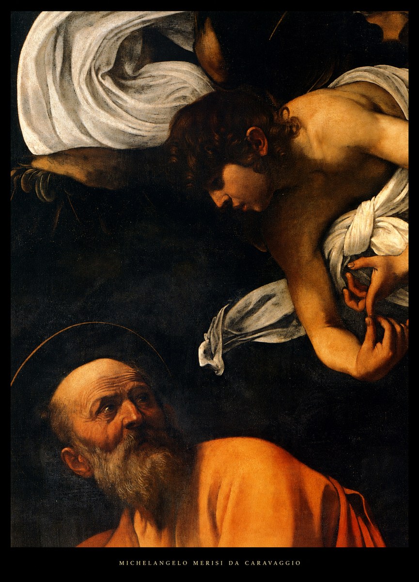 Michelangelo Merisi da Caravaggio The Inspiration of Saint Matthew I No6 - Plakát