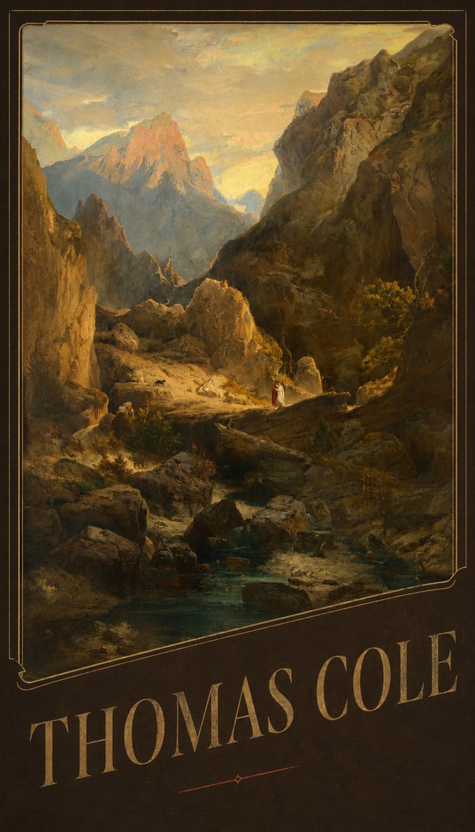 Thomas Cole The Mountain Ford No5 - Plakát