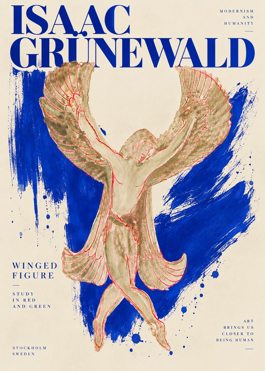 Isaac Grünewald Winged Figure Study in Red and Green No6 - Plakát