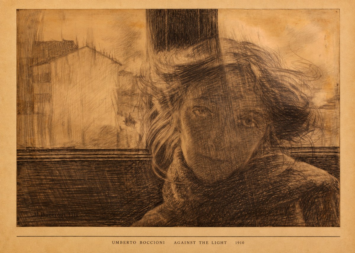 Umberto Boccioni Against the Light No5 - Plakát