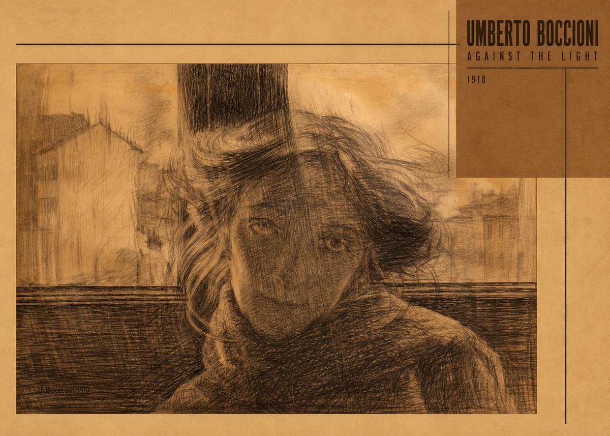 Umberto Boccioni Against the Light No6 - Plakát