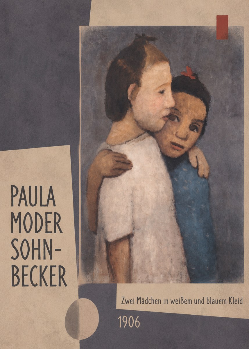 Paula Modersohn-Becker Zwei Mädchen in Weißem Und Blauem Kleid No2 - Plakát