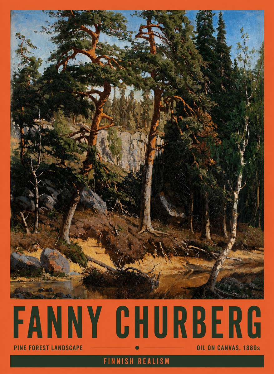 Fanny Churberg Pine Forest Landscape No2 - Plakát